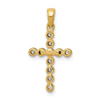 10k Yellow Gold Polished 0.10 ctw Diamond Cross Pendant
