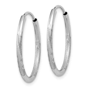 Rhodium Over 14k White Gold Diamond-Cut 5/8" Endless Hoop Earrings
