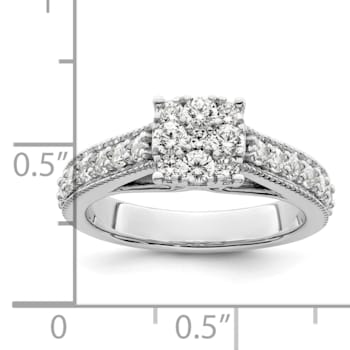 Rhodium Over 14K White Gold Lab Grown Diamond VS/SI GH, Cluster Ring 0.991ctw