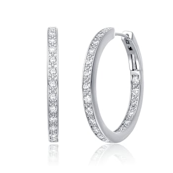 CZ Huggie Earrings In Sterling Silver