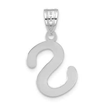 Rhodium Over 14k White Gold Polished Bubble Letter S Initial Pendant
