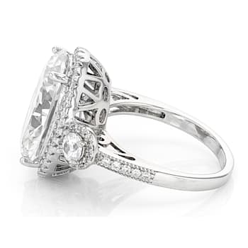White Cubic Zirconia Rhodium Over Sterling Silver Ring 17.34ctw