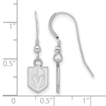 Rhodium Over Sterling Silver NHL Vegas Golden Knights LogoArt Dangle Earrings