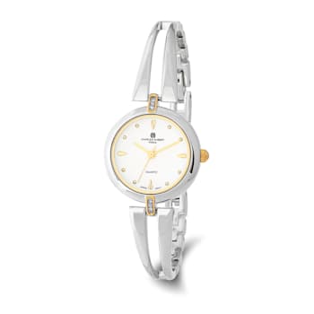 Ladies Charles Hubert Two-Tone Brass White Dial Watch