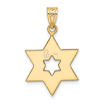14K Two-tone Gold Satin Star of David Pendant
