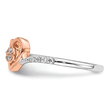 14K Two-tone White and Rose Gold First Promise Heart Cluster Diamond
Promise/Engagement Ring 0.11ctw