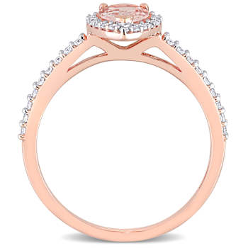 Morganite and Diamond 10K Rose Gold Ring 0.99ctw