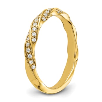 14K Yellow Gold Twisted Diamond Wedding Band 0.2ctw