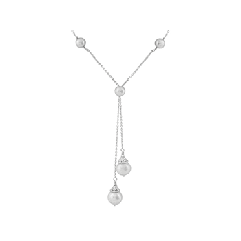 Rhodium Over Sterling Silver 6-9mm White Cultured Freshwater Pearl
Necklace 16"