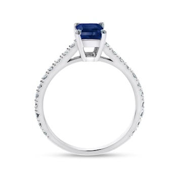 Sapphire and Diamond 14k White Gold Engagement Ring 1.36ctw