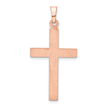14k Rose Gold Brushed and Polished Cross Pendant