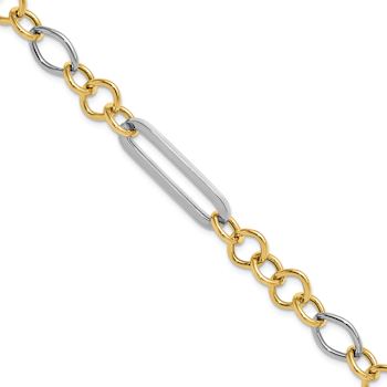 14k Yellow Gold and 14k White Gold 9.1mm Fancy Link Bracelet