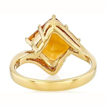 Citrine Square Bypass Solitaire Ring In 18K Gold Over Sterling Silver 2.80ct