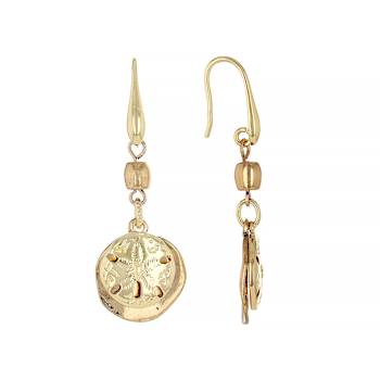 Sand Dollar Dangle Earrings In Gold-Tone