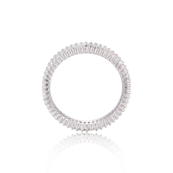 Baguette White Topaz Sterling Silver Eternity Band Ring, 1.00ctw