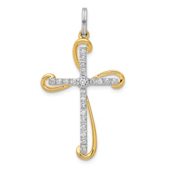 14K Yellow and White Gold 1/6ct. Diamond Cross Pendant
