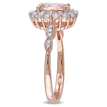 Morganite, White Topaz and Diamond 14K Rose Gold Ring 1.83ctw
