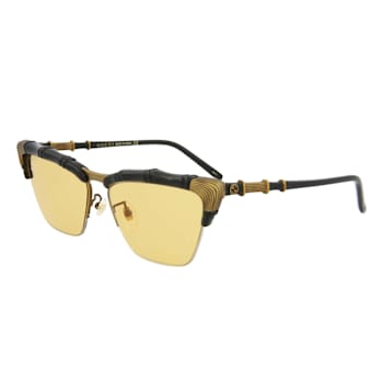 Gucci Black and Gold Tone Frame / Yellow Light Brown Lens Sunglasses