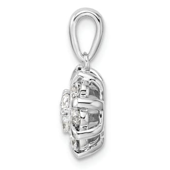 Rhodium Over 14K White Gold Lab Grown Diamond Halo Pendant 0.50ctw