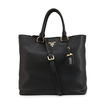 Prada Black Vitello Phenix Leather Shopping Tote Bag
