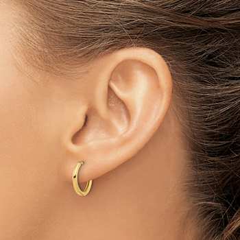 14k Yellow Gold Polished 9/16" Hinged Hoop Earrings
