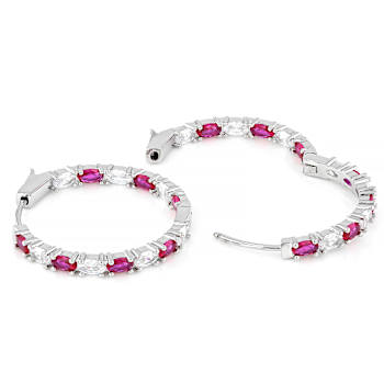 Inside-Out Red and White CZHoop Earrings