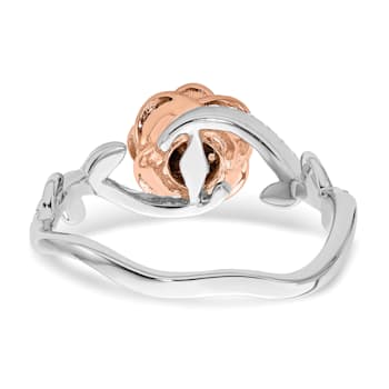 14K Two-tone White and Rose Gold Diamond Fashion Band