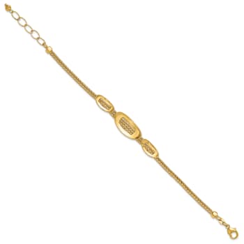 14K Yellow Gold Polished and Textured Fancy Plus 1.5-inch Ext. Bracelet