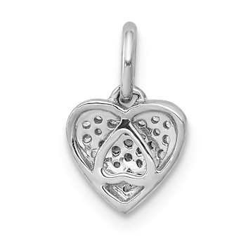 Rhodium Over 14k White Gold Diamond Heart Pendant