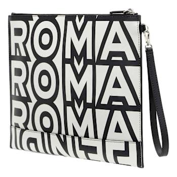 Fendi by Marc Jacobs Roma Black White Large Leather Clutch