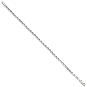 Sterling Silver 3mm Semi-solid Rolo Chain Bracelet