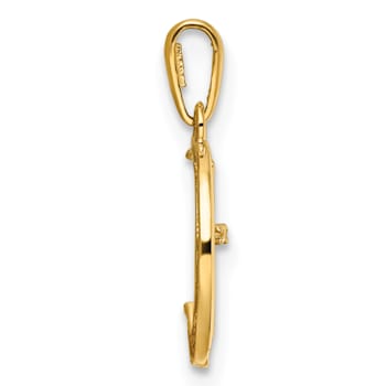 14K Yellow Gold Childrens Cubic Zirconia Cat and Moon Pendant