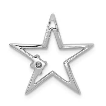 Rhodium Over 14k White Gold Diamond Star Chain Slide Pendant