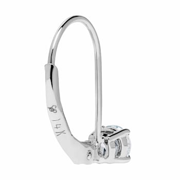 White Cubic Zirconia 14k White Gold Earrings With Velvet Gift Box 0.50ctw