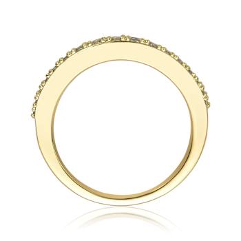 Emerald Color CZ Channel-Set Band Ring In 14K Gold Over Sterling Silver
