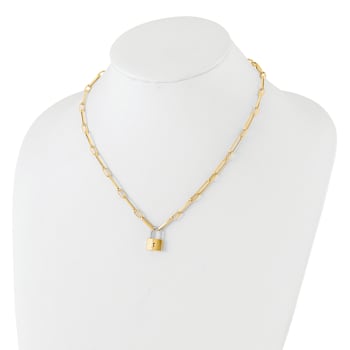 14K Two-tone Fancy Link with Lock Necklace
