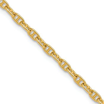 14k Yellow Gold 2.35mm Solid Mariners Link 16 Inch Chain