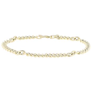 Italian Grumetta Collection Curb Station Bracelet In Solid 14K Yellow
Gold 4.2mm