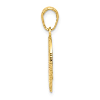 14k Yellow Gold Textured Police Officer Badge Pendant