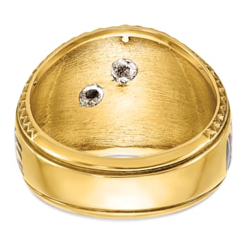 10K Two-Tone Yellow and White Gold Men's Textured and Enameled Masonic
Shriner's Ring