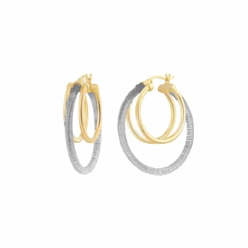 14K Yellow Gold Over Sterling Silver Acrylic Multi-Hoop Earrings in Blackberry