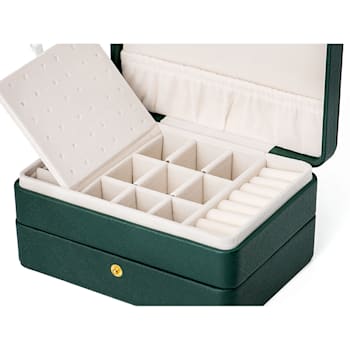 Green 3 Layer Jewelry Box appx 6.7x4.7x3.14"
