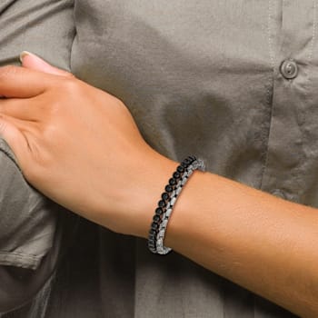 Stainless Steel Brushed Antique Bronze-plated Agate with 0.5-inch
Extension Bracelet