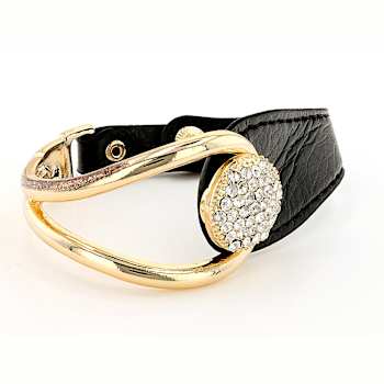 Crystal And Leather Buckle Bracelet