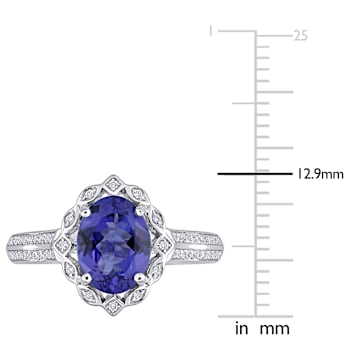 Tanzanite and Diamond 14K White Gold Ring 1.95ctw