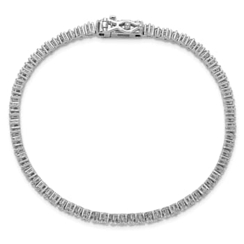 Rhodium Over Sterling Silver Polished Cubic Zirconia Tennis Bracelet