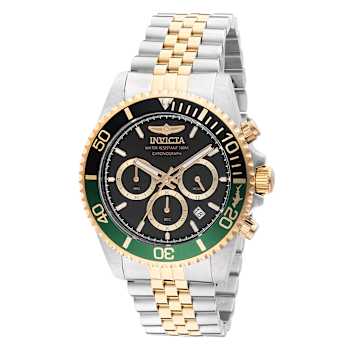Invicta Pro Diver 43mm Black and Green Bezel Two-tone Stainless Steel
Bracelet Quartz Watch