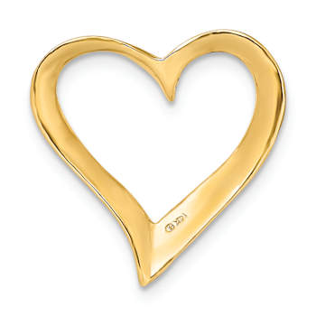 14k Yellow Gold Reversible Large Floating Heart Slide Pendant