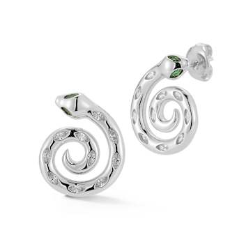 Sterling Statements Rhodium Over Sterling Silver Cubic Zirconia Spiral
Snake Studs