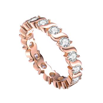 Pave CZ Band Ring In 18K Rose Gold Over Sterling Silver